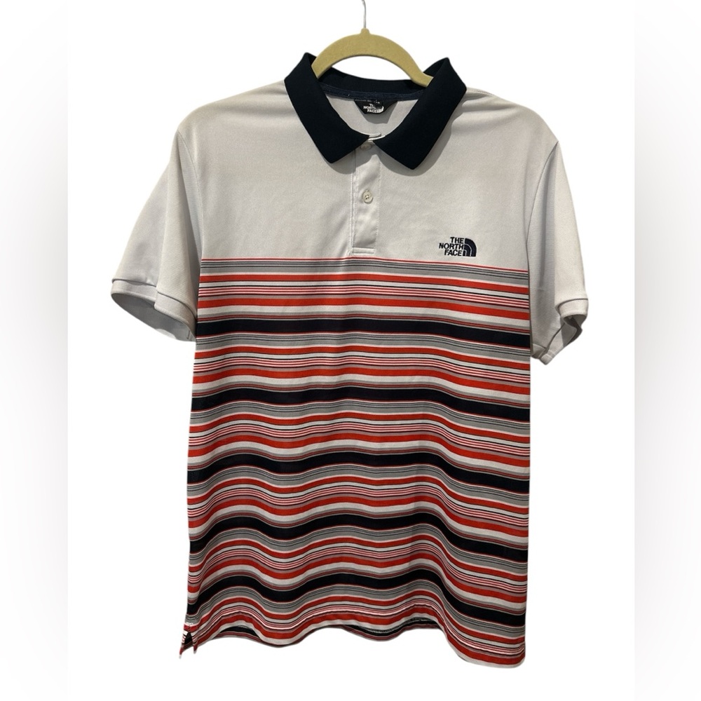 The North Face Men's Striped Polo Shirt - Navy, Gray, Red, White
